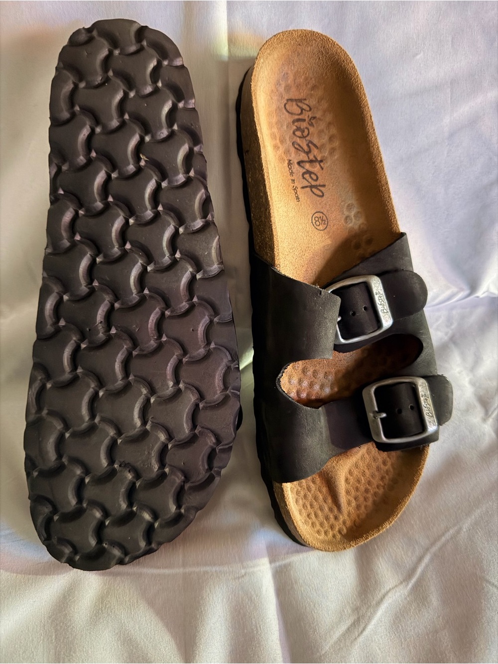 BioStep Made in Spain Black Double Buckle Comfort Slide Sandals Women's 8.5 - Picture 6 of 9